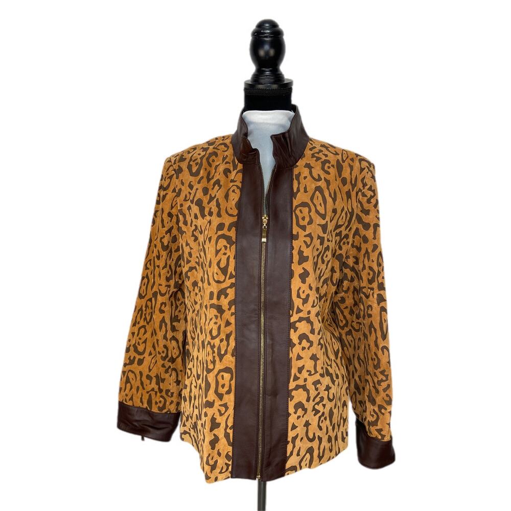 Terry Lewis Luxuries Leather Animal Print Jacket - Women's Size L